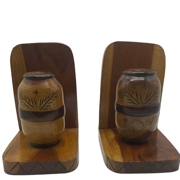 MCM Handmade wood bookends‎ 70s - Picture 1 of 8